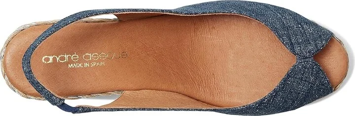 Andre Assous Audrey Women's Wedge Shoes Navy Silver : 9 M, Leather/Textile - Image 2