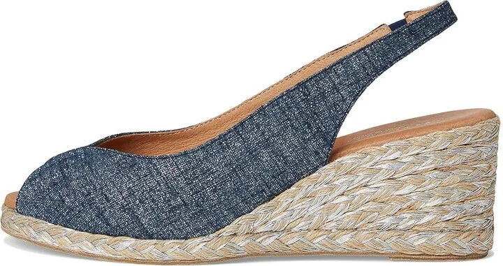 Andre Assous Audrey Women's Wedge Shoes Navy Silver : 9 M, Leather/Textile - Image 6