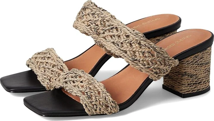 Andre Assous Drew Women's Dress Sandals Natural/Black : 8 M, Synthetic