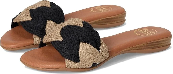 Andre Assous Nahala Featherweight Flat Sandal Women's Sandals Black/Natural : 8 M