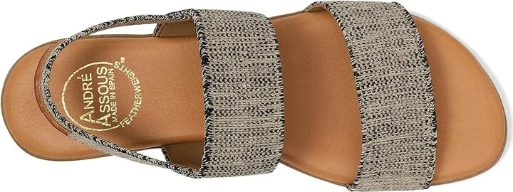 Andre Assous Nigella Featherweight Sandal Women's Shoes Black/Beige : 6 M, Textile - Image 2