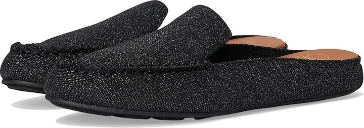 Andre Assous Nolah Women's Flat Shoes Black/Pewter : 8 M, Canvas/Leather/Rubber