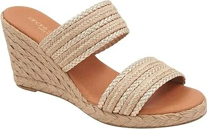Andre Assous Nolita Raffia Women's Shoes Natural Platino Stripe : 8 M, Textile