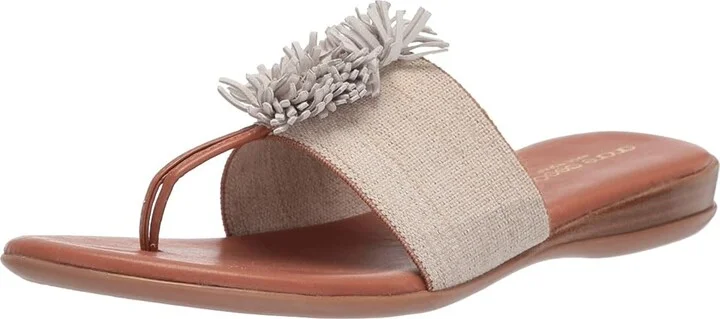 Andre Assous Novalee Featherweight Sandal Women's Shoes Beige Linen : 5 M, Leather - Image 2