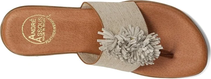 Andre Assous Novalee Featherweight Sandal Women's Shoes Beige Linen : 5 M, Leather - Image 3