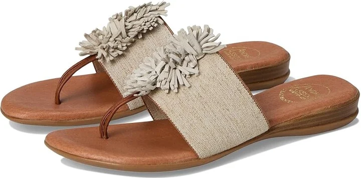Andre Assous Novalee Featherweight Sandal Women's Shoes Beige Linen : 5 M, Leather