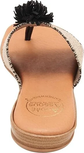 Andre Assous Novalee Featherweight Sandal Women's Shoes Black/Beige : 5 M, Leather - Image 4