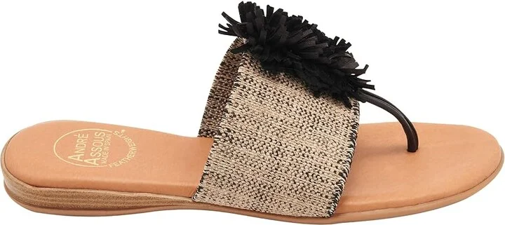 Andre Assous Novalee Featherweight Sandal Women's Shoes Black/Beige : 5 M, Leather - Image 6
