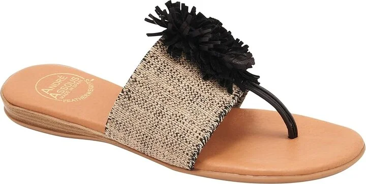 Andre Assous Novalee Featherweight Sandal Women's Shoes Black/Beige : 5 M, Leather