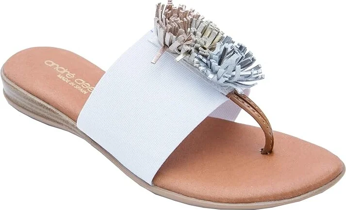 Andre Assous Novalee Featherweight Sandal Women's Shoes White/Metal : 5 M, Leather