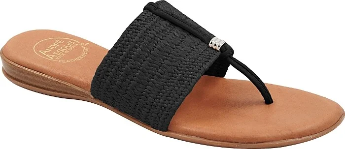Andre Assous Women's Nice Slip On Woven Slide Thong Sandals