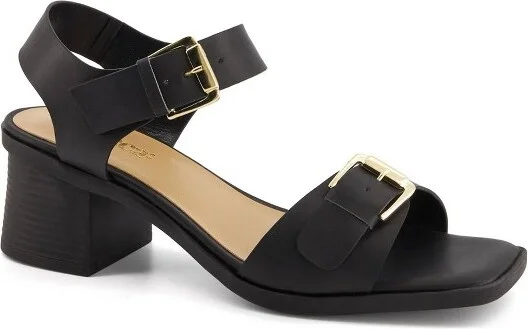Andrea Ankle Closure Casual Sandals 74277, Black,