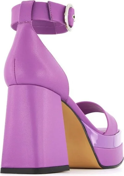 Andrea Ankle Strap Sandal With Round Buckle 62429, purple, - Image 2