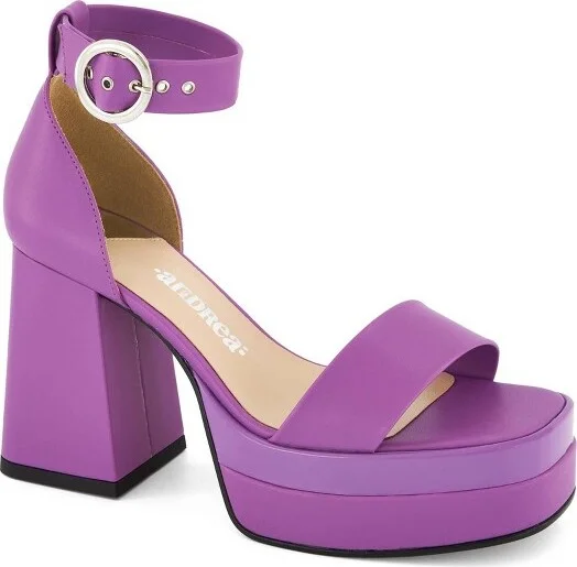 Andrea Ankle Strap Sandal With Round Buckle 62429, purple,
