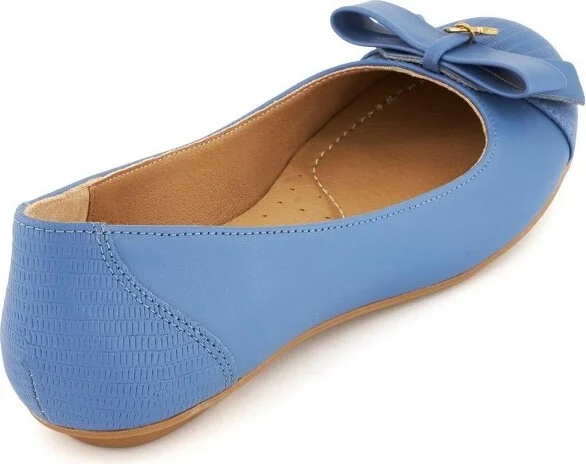 Andrea Ballerinas with bow and golden lock charm 6260, Blue, - Image 2
