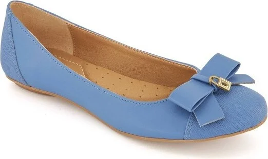 Andrea Ballerinas with bow and golden lock charm 6260, Blue,