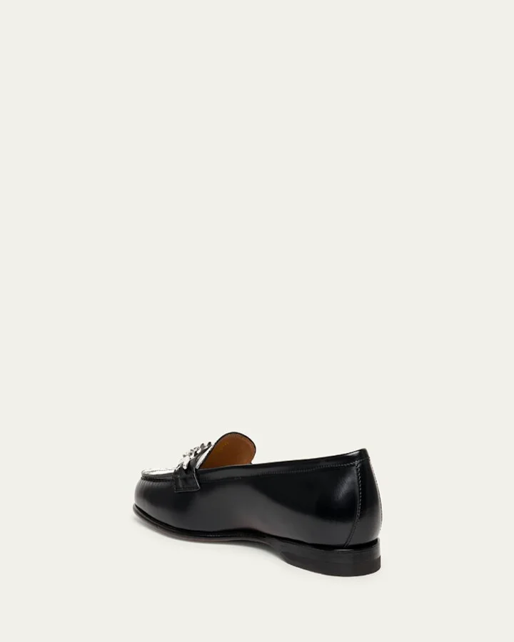 Andrea Bicolor Leather Chain Loafers - Image 3