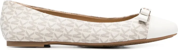 Andrea bow-detail logo-print ballerina shoes