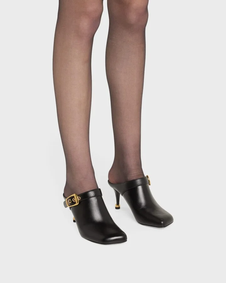 Andrea Calfskin Buckle Mule Pumps - Image 2