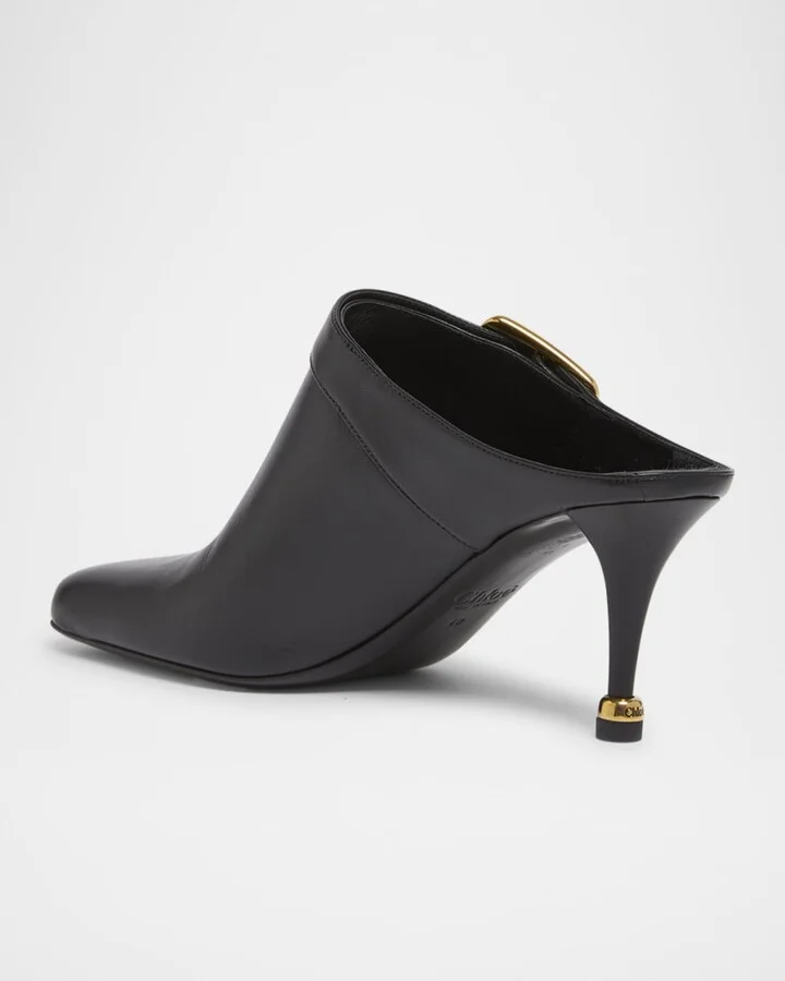 Andrea Calfskin Buckle Mule Pumps - Image 3