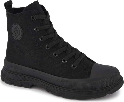 Andrea Canvas Sneaker Booties With Side Zipper 63898, Black,