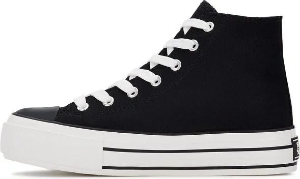 Andrea Canvas Sneaker Boots With Platform 8914, Black, - Image 2