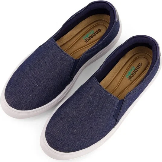 Andrea Casual Slip on Canvas Sneakers 84814, Denim, - Image 2