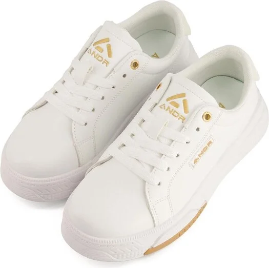 Andrea Casual Sneakers With Golden Accent 7744, White, - Image 2