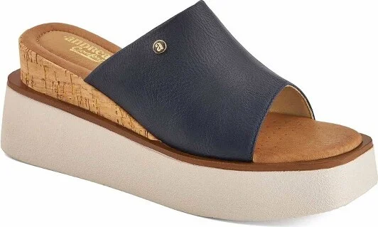 Andrea Casual Wedge Platform Sandals 741, Navy,