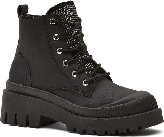 Andrea Chunky Boots, Canvas 7733, Black,