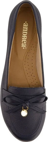Andrea Classic Flats With Bow 5749, Navy, - Image 2