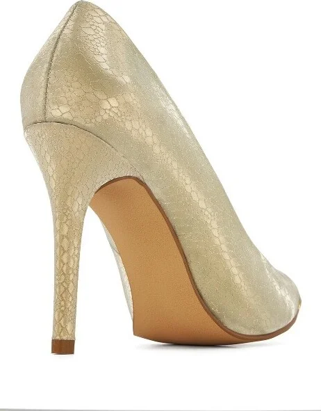 Andrea Classic High Heels With Metallic Gold Detail 74219 - Gold, - Image 2