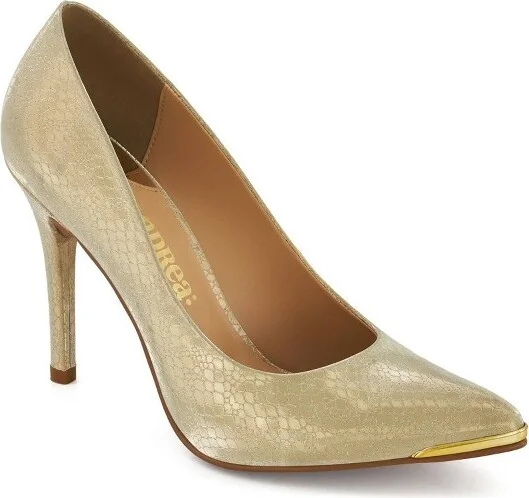 Andrea Classic High Heels With Metallic Gold Detail 74219 - Gold,