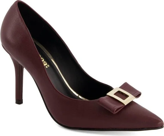 Andrea Fashion Bow Stiletto Pumps 85514, Burgundy,