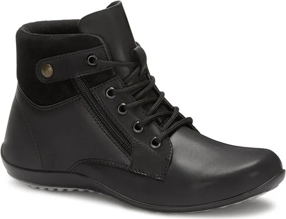 Andrea Flat Booties With Side Zipper 59790, Black,
