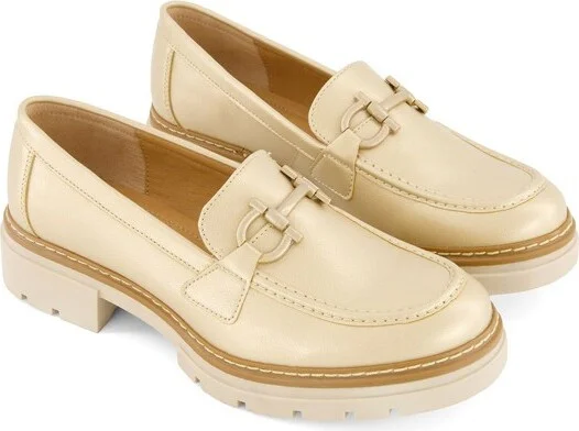 Andrea Heeled Loafers 005, Beige, - Image 3
