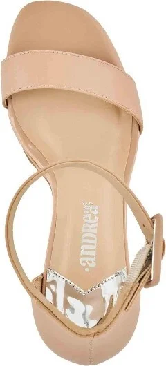 Andrea High Cone Heel Ankle Strap Sandal 70529, Beige, - Image 2