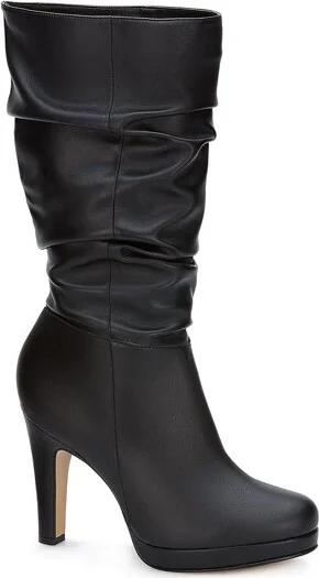 Andrea High Heel Tall Slouch Boots 35099, Black,