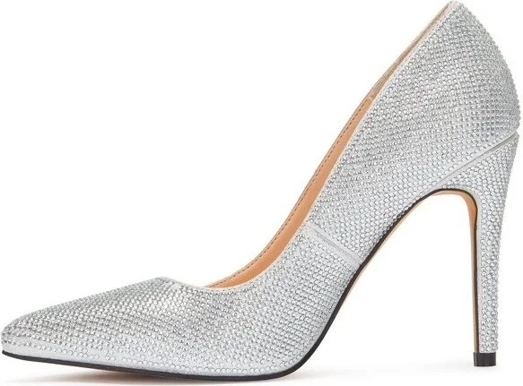 Andrea High Heels With Rhinestones 31958 - Silver, - Image 2