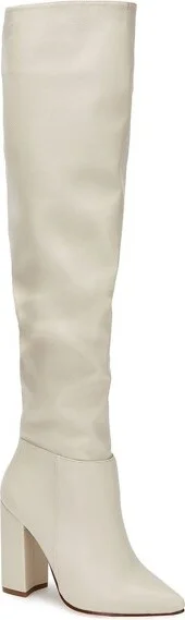 Andrea Knee High Boots, High Heel 54142, Ivory,