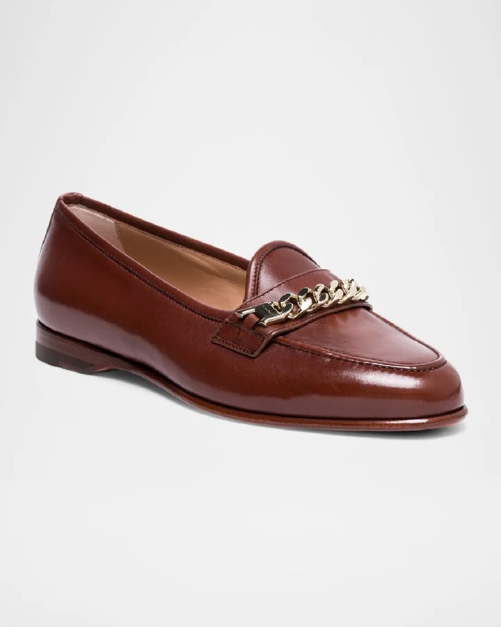 Andrea Leather Chain Loafers - Image 2