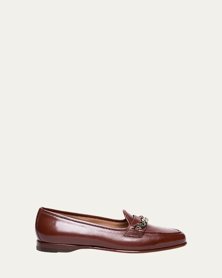 Andrea Leather Chain Loafers