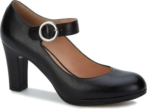 Andrea Leather Heels With Ankle Strap 4134 - Black,