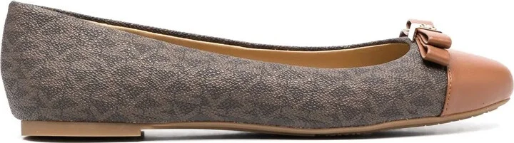 Andrea monogram print ballerinas