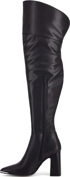 Andrea Over The Knee Leatherette Boots 63431, Black, - Image 2