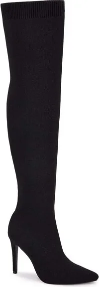 Andrea Over The Knee Sock Boots 63404, Black,