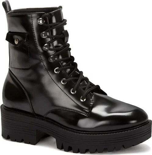 Andrea Patent Combat Boots 5924, Black,