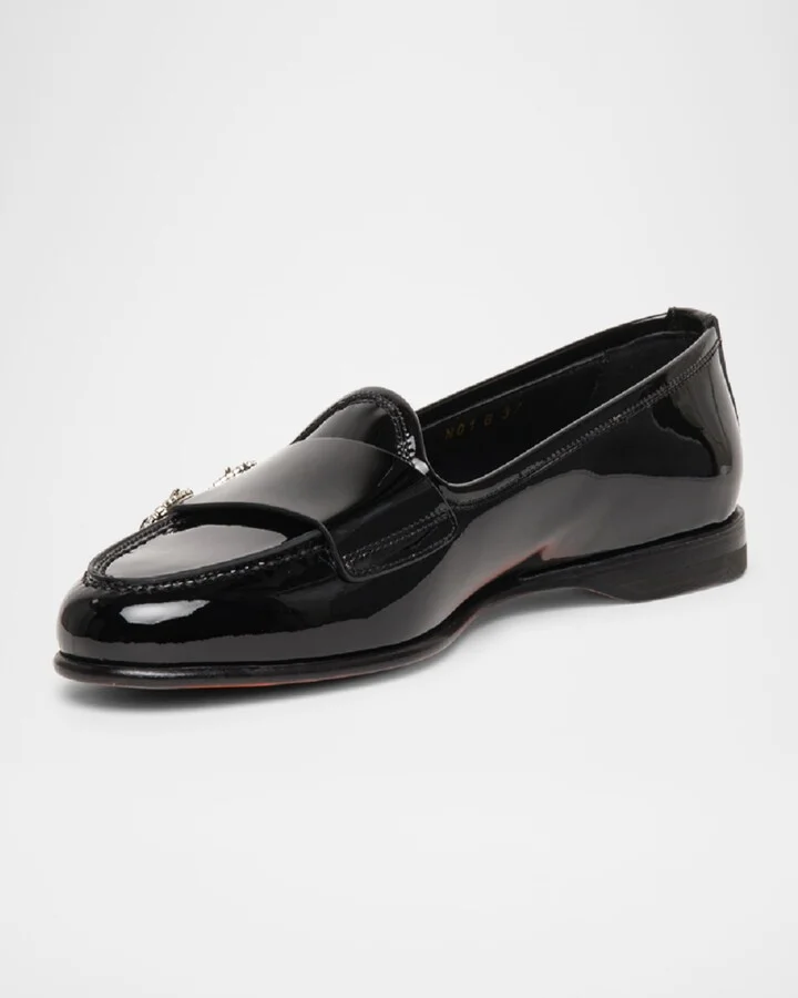Andrea Patent Leather Double-Buckle Loafers - Image 3