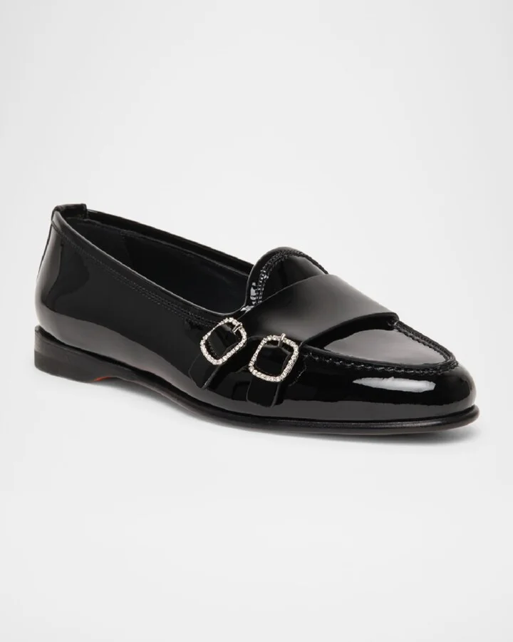 Andrea Patent Leather Double-Buckle Loafers - Image 5