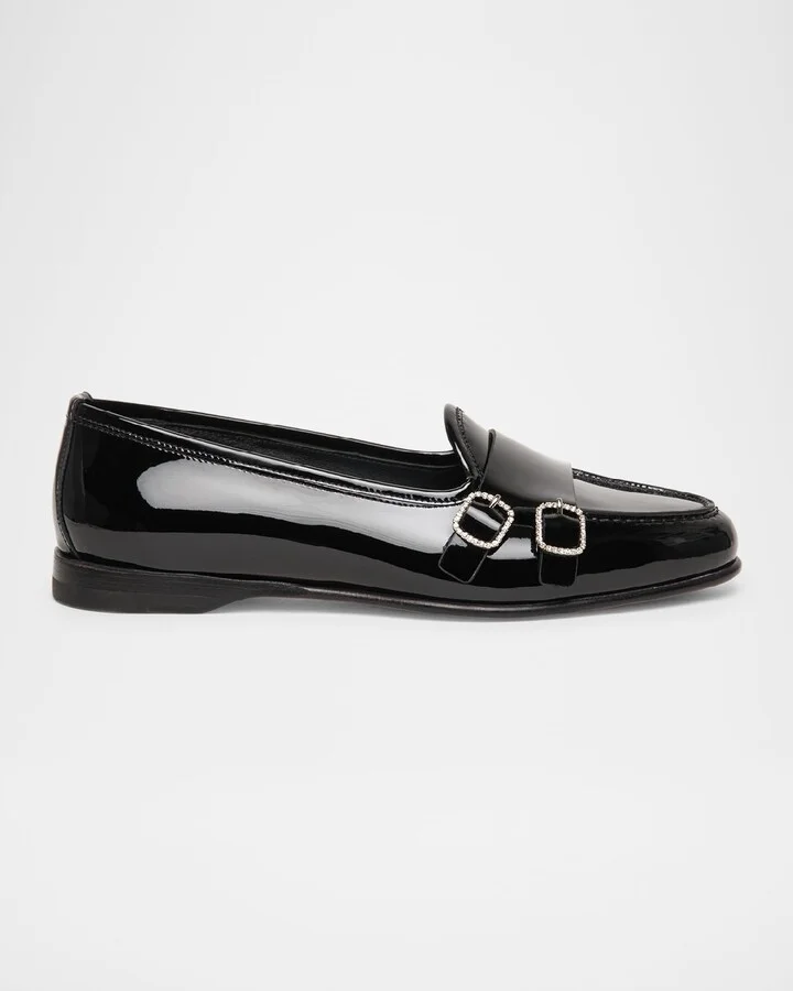 Andrea Patent Leather Double-Buckle Loafers